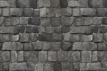 Obraz premium Processed collage of old street pavement surface texture. Background for banner, backdrop