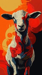 Stylized sheep, depicted with sharp lines, contrasting colors, and a unique, modern aesthetic, creating a striking visual impact.