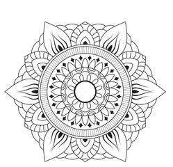 Simple circular pattern in the form of a mandala. Henna tattoo mandala. Mehndi style. Decorative pattern in oriental style. Coloring book page.