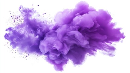 purple color paint explosion isolated on white background ​
