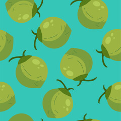 Coconut fruits seamless pattern, abstract green coconuts pattern background vector illustration