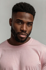 Obraz premium A black man in a pink T-shirt