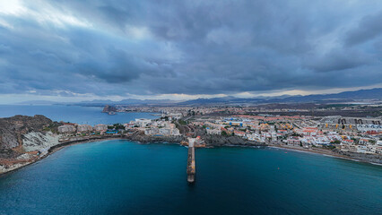 Naklejka premium Aerial view of Águilas, Murcia region, Spain, drone view 