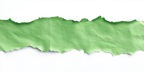 green paper edge ripped torn white flat background isolated 