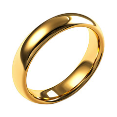 Gold Wedding Ring isolated on transparent background