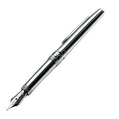 Silver Fountain Pen isolated on transparent background