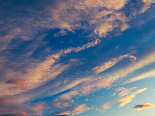 colorful sunset clouds in summer time