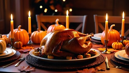 Thanksgiving Dinner Table, Ai generated Images