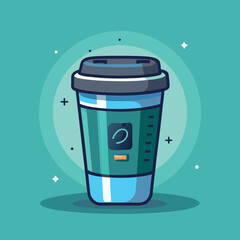 Adobe Illustrator Artwork illustration of a smart reusable coffee cup that tracks your coffee consumption and temperature