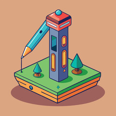 illustration of a handheld 3D pen that allows for freeform drawing in the air.