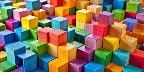 Obraz premium Colorful cubes ignite curiosity, encouraging playful learning and exploration as they're creatively arranged to inspire
