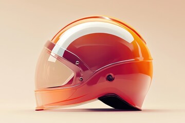 Fototapeta premium Red and Orange Motorcycle Helmet with Visor