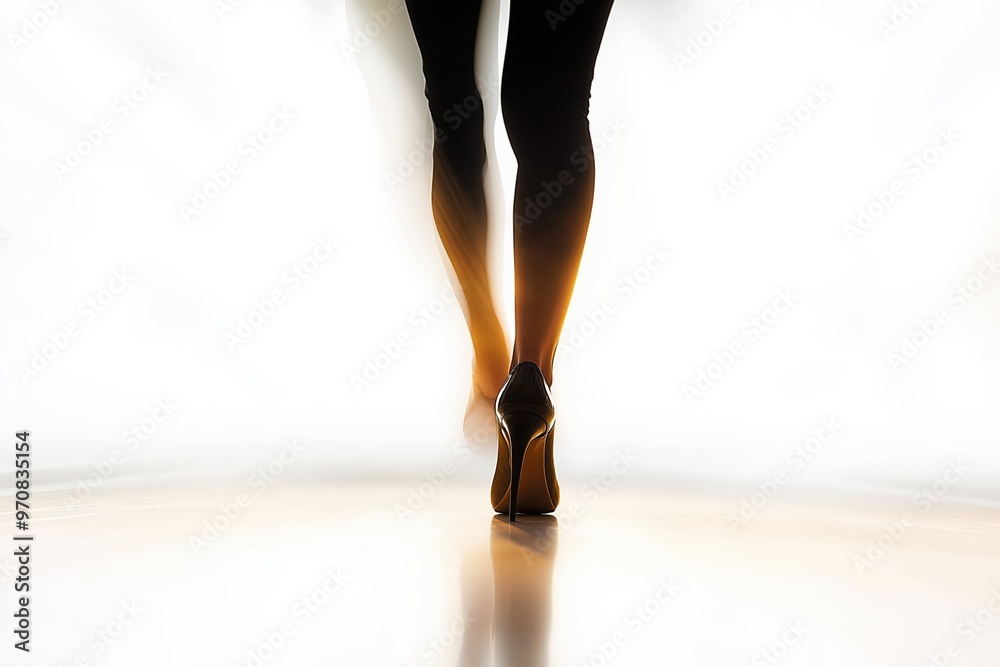 Wall mural businesswoman walking away in high heels on white background