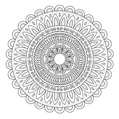 Simple circular pattern in the form of a mandala. Henna tattoo mandala. Mehndi style. Decorative pattern in oriental style. Coloring book page.