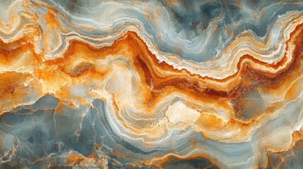 Fototapeta premium Abstract Marble Texture Grey Orange White Swirl Background 