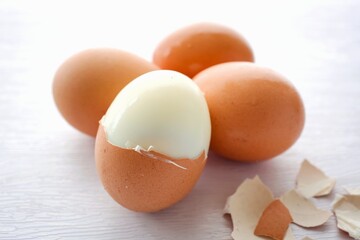 Boiled eggs on white background