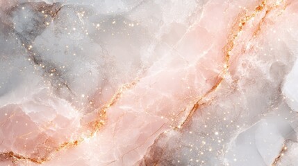 Fototapeta premium Elegant Pink and Gray Marble Texture with Golden Glitter