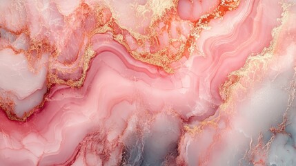 Obraz premium Pink Marble Texture with Gold Veins and Swirls
