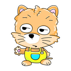 Cute dead eye working cat cartoon illustration, Cat cartoon character design