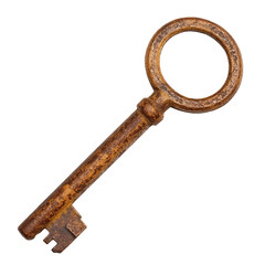 Rusty old key on black background
