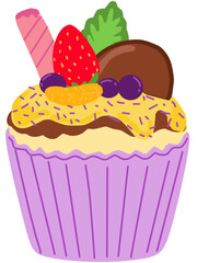 cupcake with cream and cherry