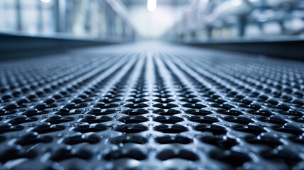 Fototapeta premium Metal grating floor in industrial setting