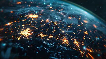 Fototapeta premium Global Network on Earth Globe World Finance Connectivity