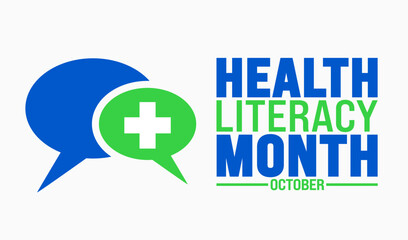 Health Literacy Month background or banner design template is observed every year in October. Holiday concept. Template for card, poster, placard, template. eps 10