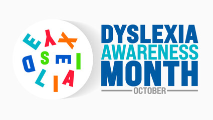 Dyslexia Awareness Month background or banner design template is observed every year in October. Holiday concept. Template for card, poster, placard, template. eps 10