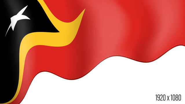 East Timor country flag realistic independence day background. East Timor commonwealth banner in motion waving, fluttering in wind. Festive patriotic HD format template for independence day