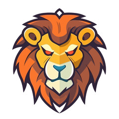 Fototapeta premium Lion head logo design. Abstract colorful lion head. Evil face of a lion. Vector illustration