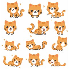 Obraz premium Cute Orange Kitten Set Character Illustration