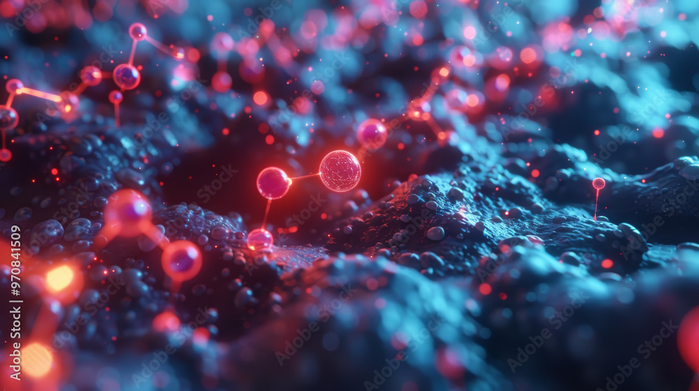 Canvas Prints advanced digital concept showing molecular structures with vibrant colors and intricate details, cre