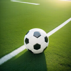 Fototapeta premium Soccer ball on a green field