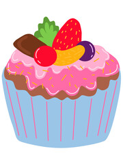 cupcake with cream and berries
