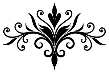 Decorative Vector with Graceful Lines calligraphic Flourish Abstract Design. silhouette black color