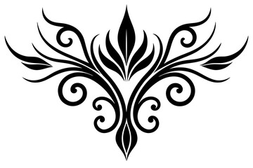 Decorative Vector with Graceful Lines calligraphic Flourish Abstract Design. silhouette black color