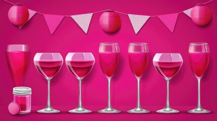 Fototapeta premium Celebrate with vibrant drink illustrations and festive decorations for your next party gathering