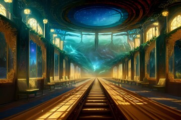 ゲーム背景　エネルギーの原点である地下帝国にあるラスボスのいる城ダンジョン回廊