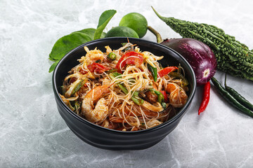 Thai Spicy Vermicelli Salad with Prawns