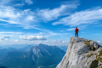 person on the top of the mountain