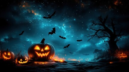 Classic Halloween silhouette of a pumpkin with a carved face