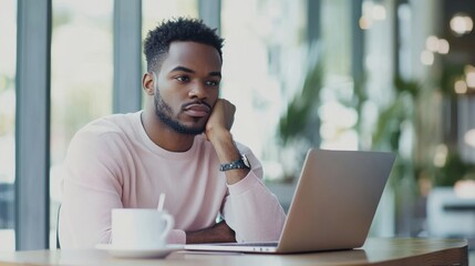 The Man with Laptop Contemplating