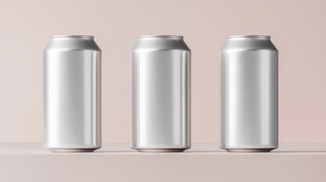 How can the silver cans be used as part of a minimalist branding strategy, focusing on clean, modern aesthetics in the beverage industry