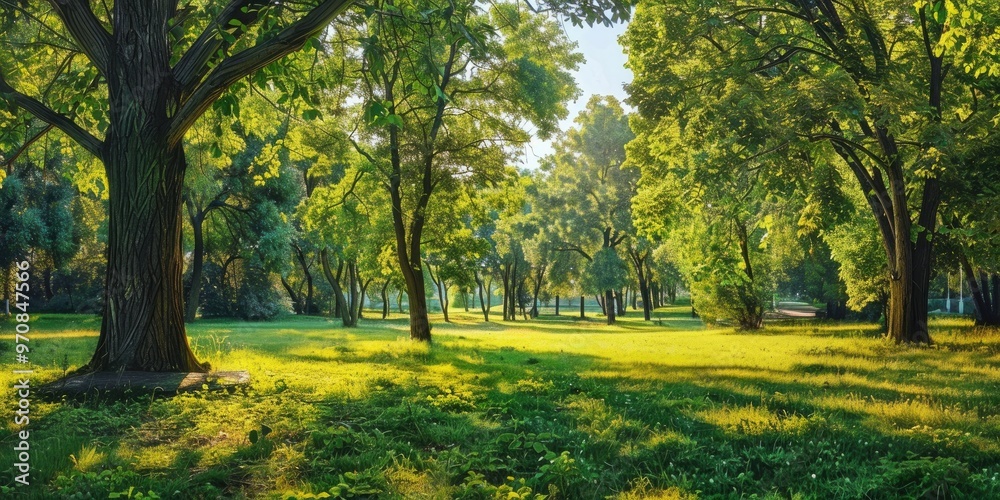 Poster Sunny day in a verdant park