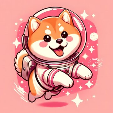 cute happy dog cheems in astronaut costume