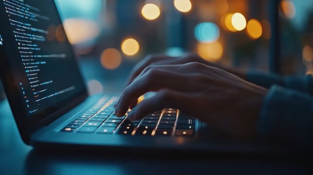 The Hands Typing on Laptop
