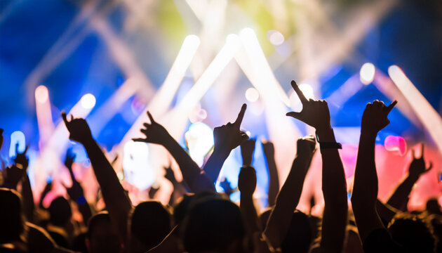 crowd at concert - summer music festival 