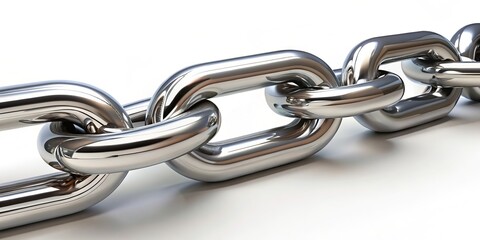 Fototapeta premium Interconnected metal links arranged in a flexible series, forming a chain that is strong and durable, yet adaptable