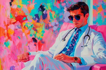 International Doctor's Day. International Workers' Day healthcare sector. Doctors' Solidarity Day
to the whole world. Illustration of a doctor with a stethoscope.